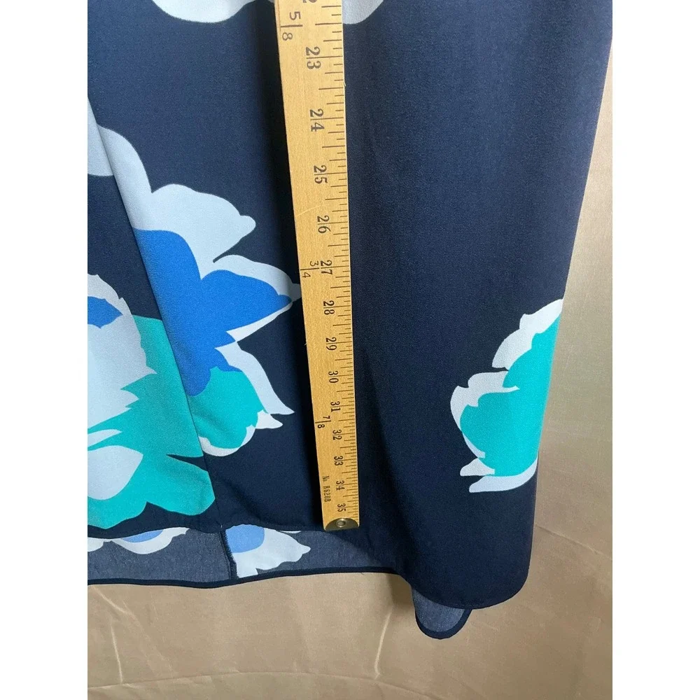 A New Day Floral V-Neck Shift Dress Womens XL Navy Blue Excellent Short Sleeve